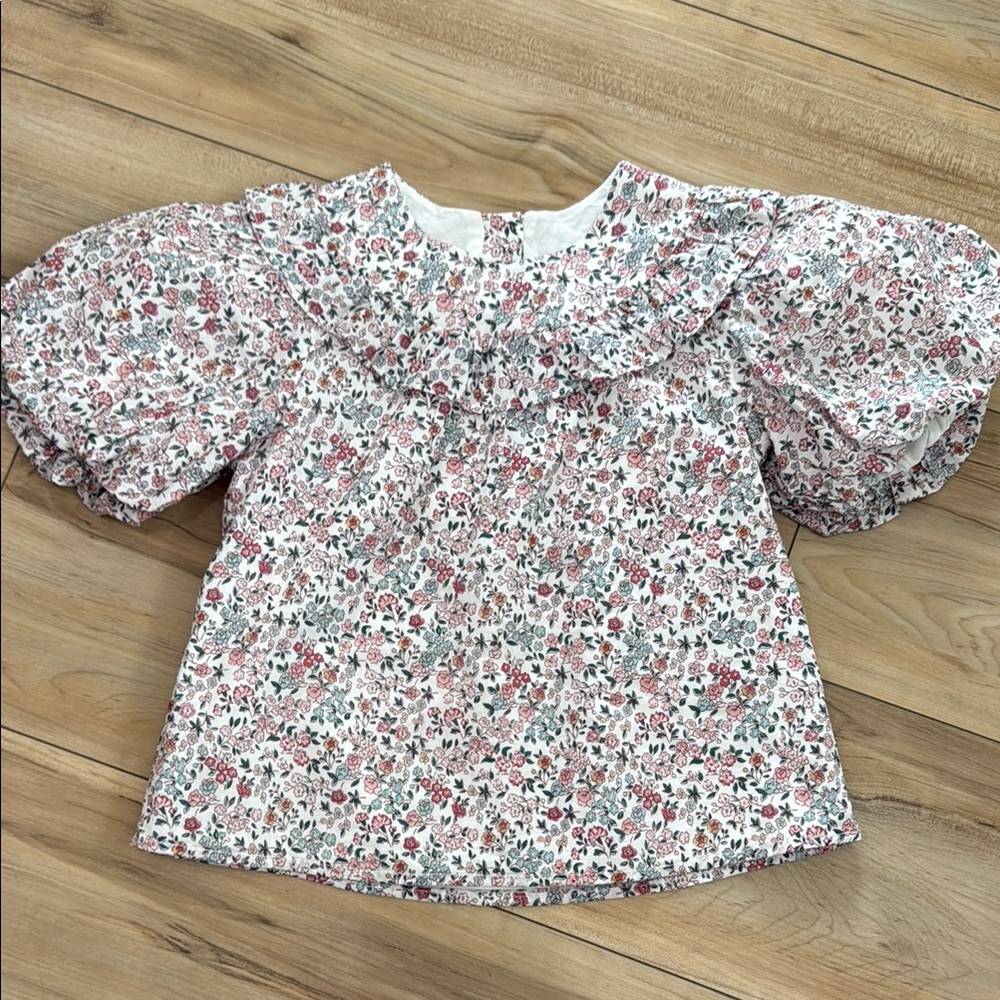 Janie & Jack Floral Puff Sleeve Girls Top size 5